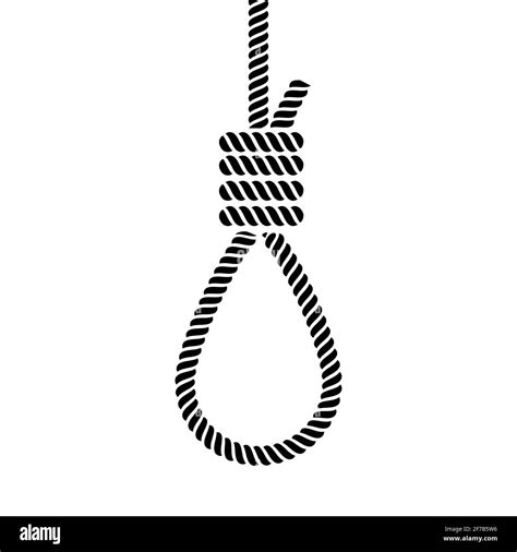 Rope loop noose icon. Vector rope hangman line illustration Stock ...