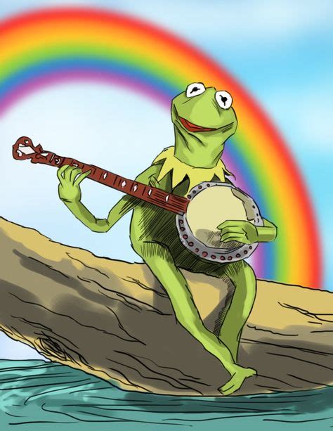 kermit the frog playing banjo drawing - lankolicus