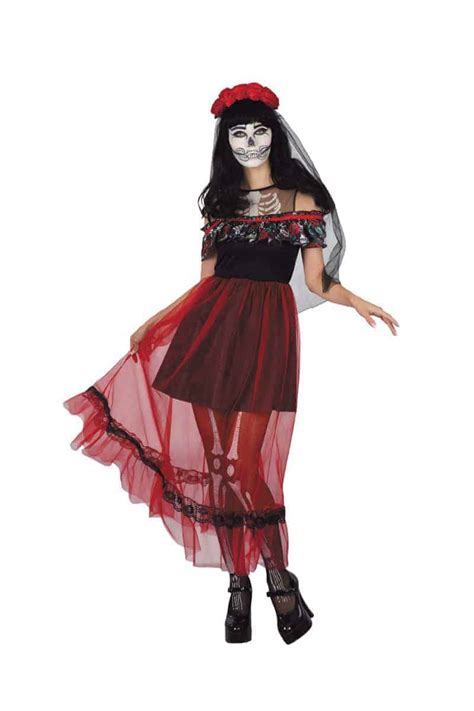 Ladies ‘Day of the Dead’ Black & Red Costume – The CPS Warehouse