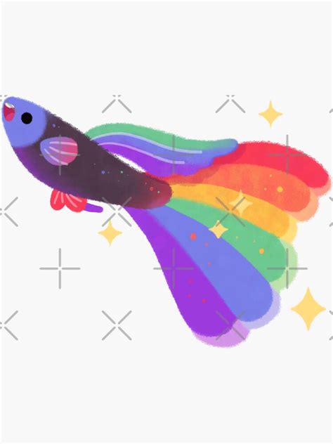 "Rainbow guppy 8" Sticker for Sale by pikaole | Redbubble