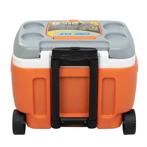 Prudence Portable Hard Ice Chest on Wheels for Camping, 31 qt, Orange