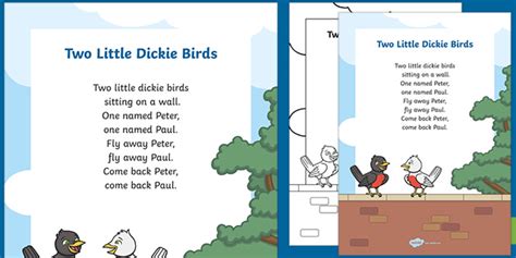 Two Little Dickie Birds Nursery Rhyme Poster