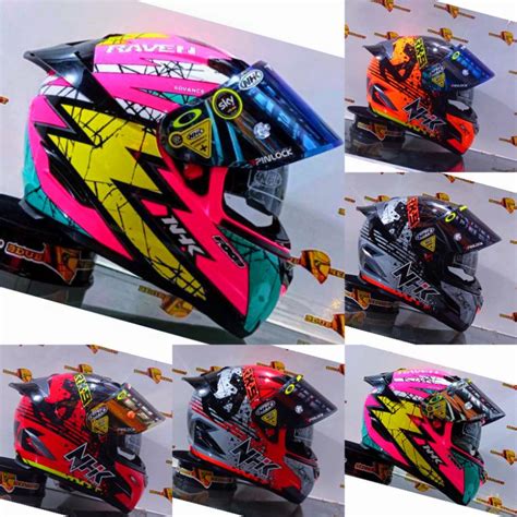 Jual Helm Nhk full face RX9 paket ganteng motif raven pink flouricent ...