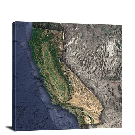 California-State Satellite Map, 2022 - Canvas Wrap