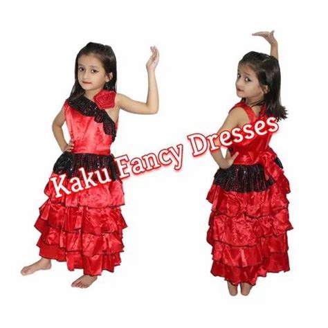 Party Wear Satan/Polyester Spanish Girl Costume, Size: 3-4/5-6/78, for ...