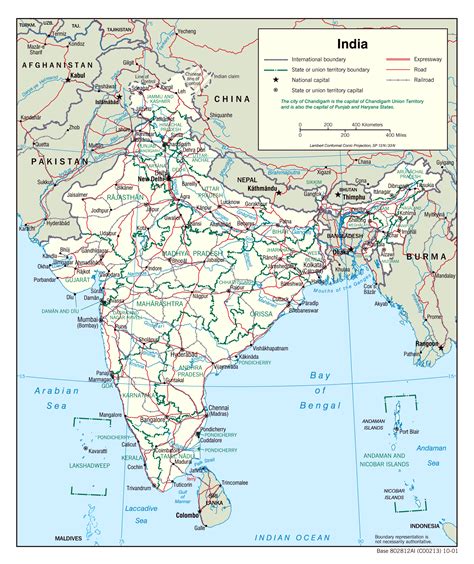 Large detailed political and administrative map of India with roads and ...