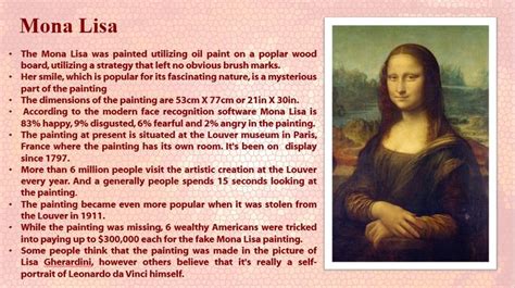 Interesting Facts of Mona Lisa | Mona lisa, Interesting science facts ...