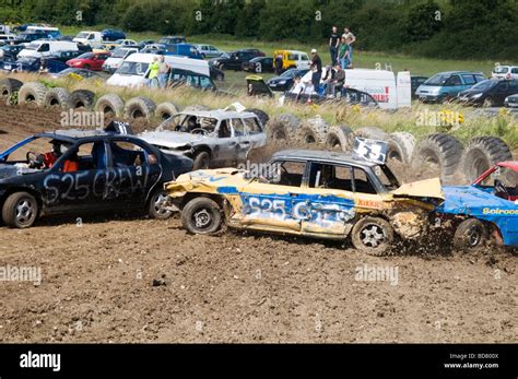 car crash crashing cars banger racing stock dirt track mud muddy Stock ...