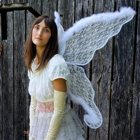 Large White Wings, Marabou and Lace Angel Costume Wings, Large Adult ...