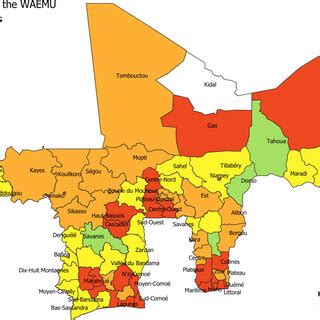 Classification of the regions of the WAEMU countries according to the ...