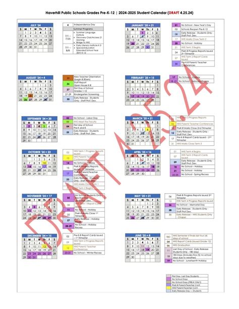 Proposed School Calendar for SY 2024-2025 - Haverhill Public Schools