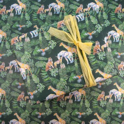 Jungle Animals Wrapping Paper, Jungle Safari Wrapping Paper Sheets, FSC ...