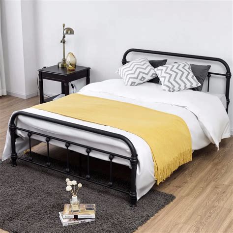 Giantex Full Size Metal Steel Bed Frame W/Stable Metal Slats Headboard ...