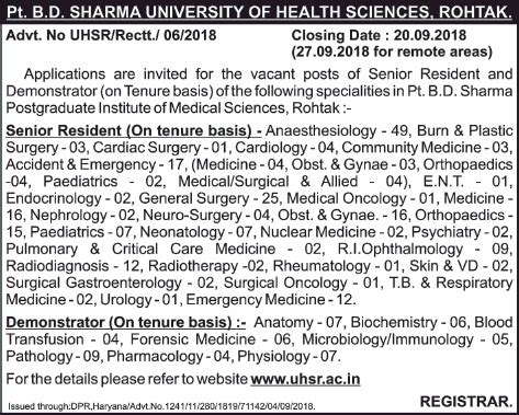 Pt B D Sharma University Of Health Sciences Applications Are Invited Ad ...