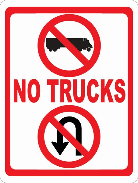 No Trucks No U Turns Sign. Size Options. Prevent Truck Turn Arounds & U ...