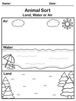 Animal Sort - Land, Air or Water by Teach Me Visually | TPT