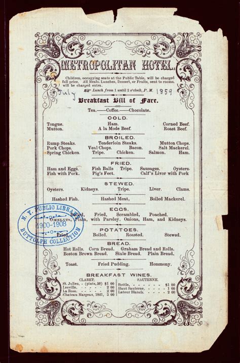 10 awesome vintage menus from the New York Public Library's Digital ...