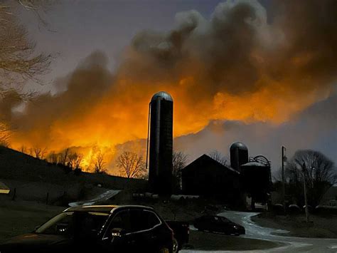 A 50-car freight train derailed in Ohio, causing a fire and evacuations ...