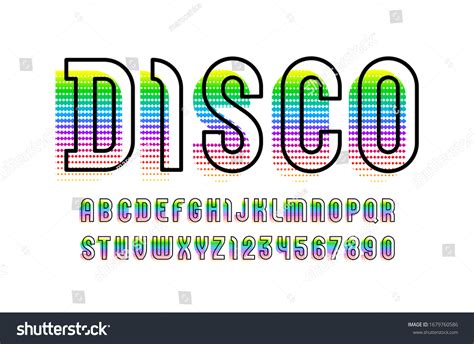 Disco Font Sans Serif Bright Alphabet Stock Vector (Royalty Free ...