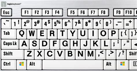 Logickeyboard Large Print Black on White PC Slim Line Keyboard