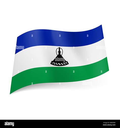 National flag of Lesotho: blue, white and green horizontal stripes with ...