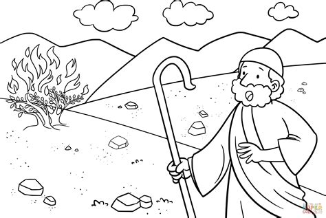 Moses & the Burning Bush coloring page | Free Printable Coloring Pages