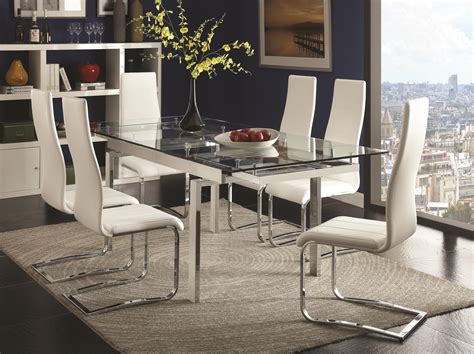 Coaster Modern Dining Contemporary Dining Room Set With Glass Table ...