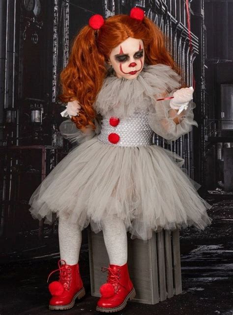 Girls IT Movie Inspired Pennywise Scary Clown Halloween Costume | Scary ...