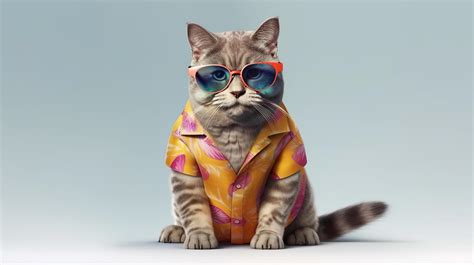 Funny summer cat. Illustration AI Generative 22336577 Stock Photo at ...