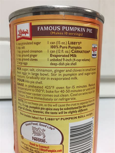 Libby’s pumpkin pie *for firmer texture, only use 2/3’s can of ...