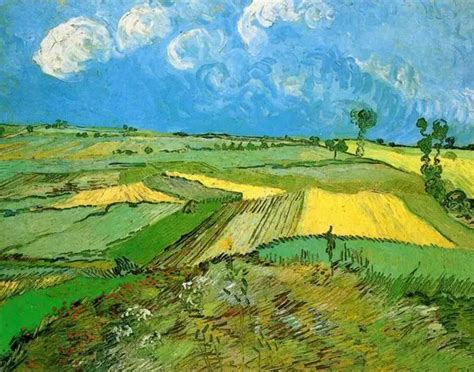 Green mountain scenery oil painting pictures oil painting Van Gogh ...