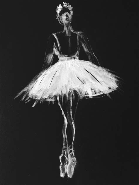 Ballerina black white, pastel on black paper Art Print by myartspace ...