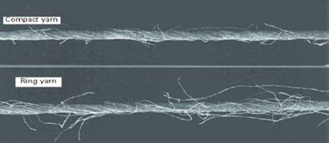 Yarn structure of compact yarn and conventional ring spun yarn ...