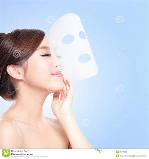 Relax Young Woman with Cloth Facial Mask Stock Photo - Image of ...