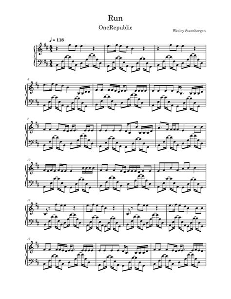 Run – OneRepublic Sheet music for Piano (Solo) | Musescore.com