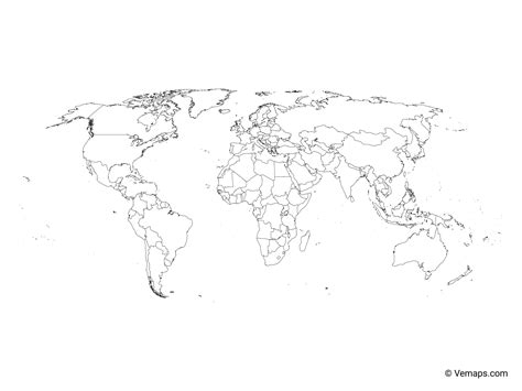 Outline Map of the World with Countries - Robinson projection | Free ...