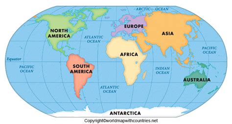 World Map Continents and Oceans | World Map With Countries