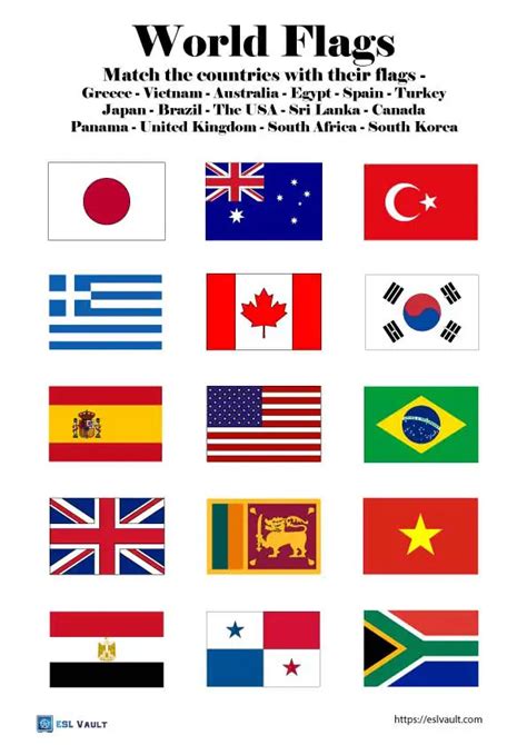 World Flags With Names Printable