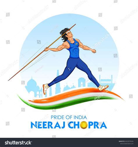 Illustration Indian Javelin Thrower Neeraj Chopra Stock Vector (Royalty ...