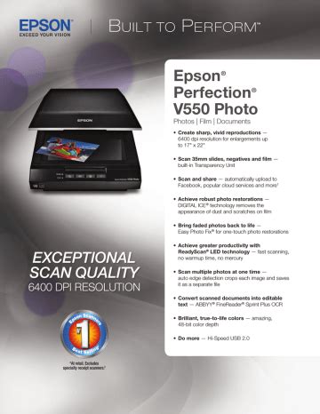 Epson Perfection V550 Photo Datasheet | Manualzz