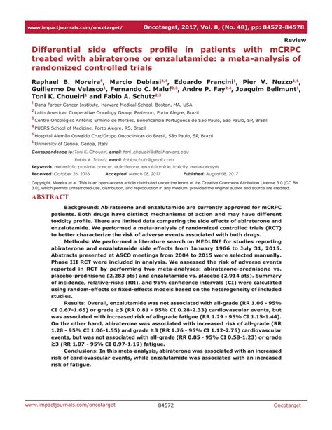 (PDF) Differential side effects profile in patients with mCRPC treated ...