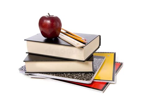 School Books with Apple stock image. Image of apple, color - 6710629