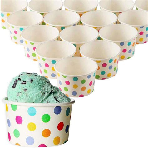 50-Count Paper Ice Cream Sundae Cups, Yogurt Dessert Bowls, Rainbow ...