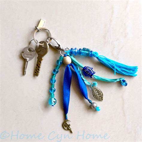 Bead and ribbons key chain charm DIY - Home Cyn Home