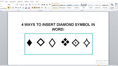 How to type diamond symbol on word and keyboard - Shortcuts and Alt ...