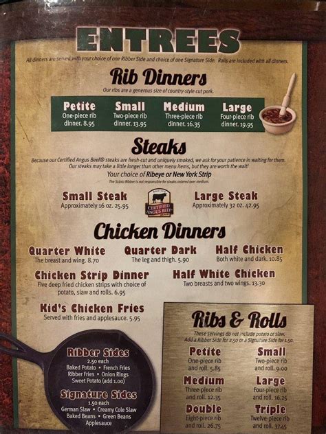 Menu at Scioto Ribber BBQ, Portsmouth