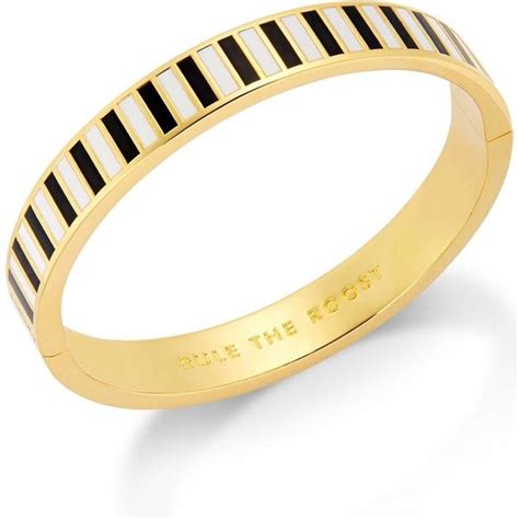 kate spade new york 12k Gold-Plated Rule the Roost Idiom Striped Bangle ...