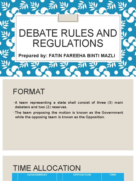 Debate Rules and Regulations | Public Sphere | Government