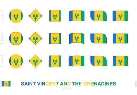 Saint Vincent and the Grenadines flag set, simple flags of Saint ...