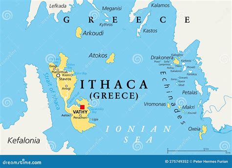 Kefalonia, Ionian Island In Western Greece, Political Map Vector ...